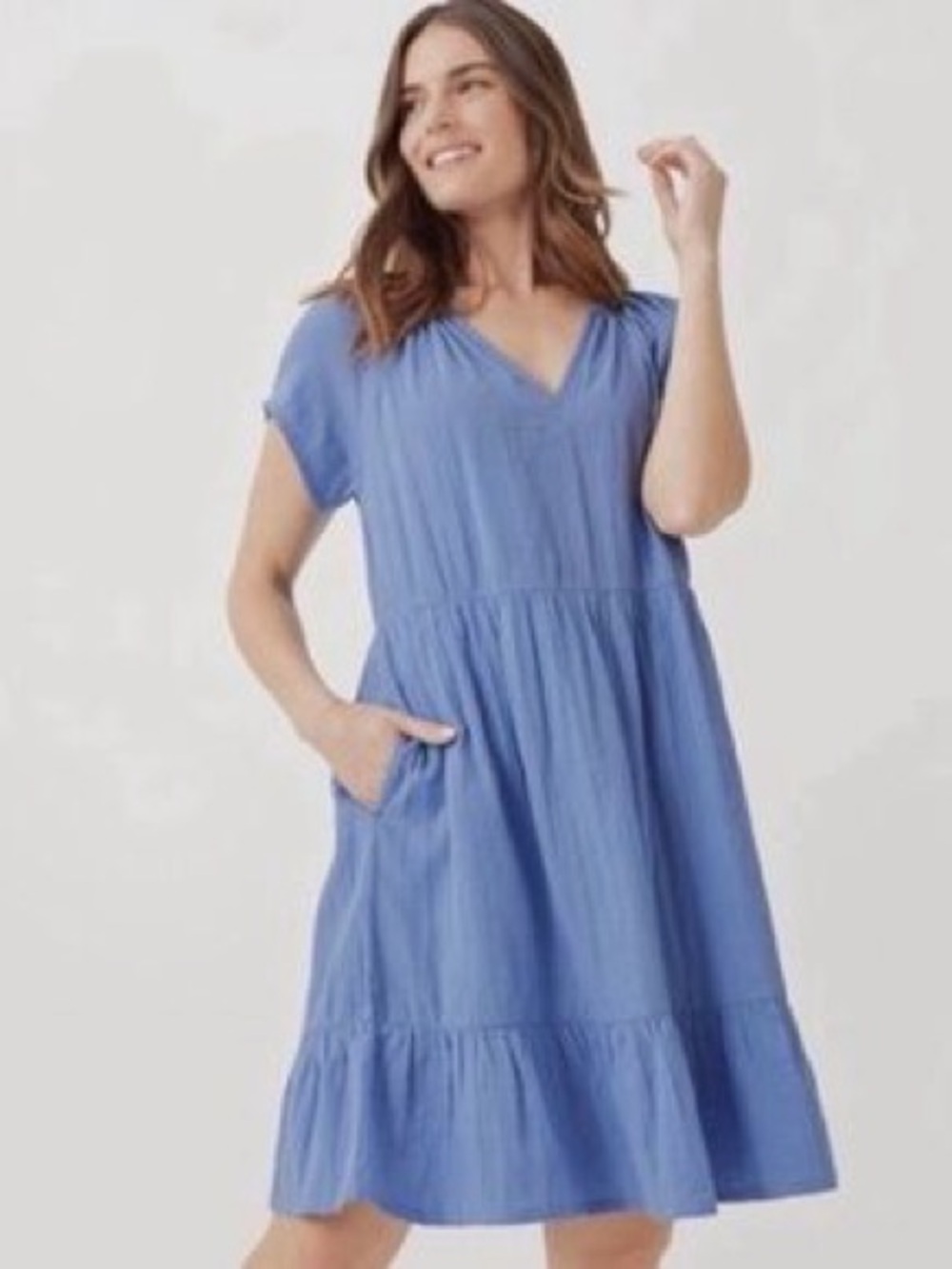 Pact dress organic cotton blue Aline dress pockets size medium